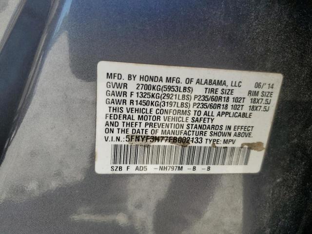 2015 HONDA PILOT EXLN 5FNYF3H77FB002133