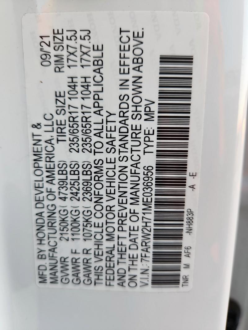 2021 HONDA CR-V SE 7FARW2H71ME036956