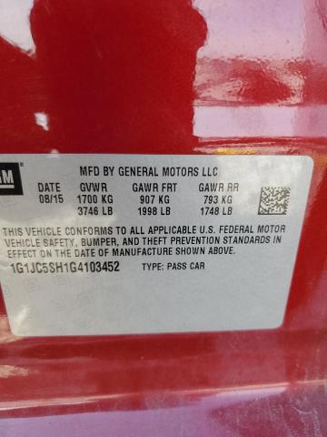 2016 CHEVROLET SONIC LT #3285012930