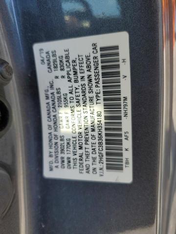 2019 HONDA CIVIC EX #3271664358