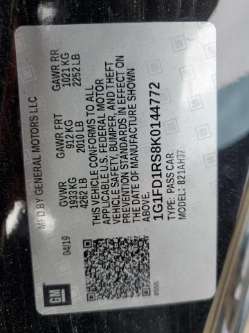 2019 CHEVROLET CAMARO LT 1G1FD1RS8K0144772