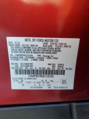 2016 FORD TAURUS SHO 1FAHP2KT9GG153534