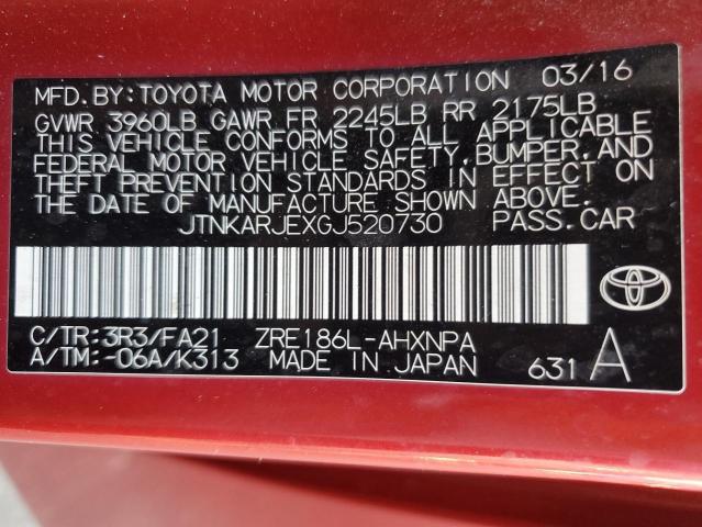 2016 TOYOTA SCION IM JTNKARJEXGJ520730