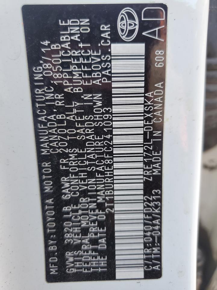 Lot #3309635068 2015 TOYOTA COROLLA L