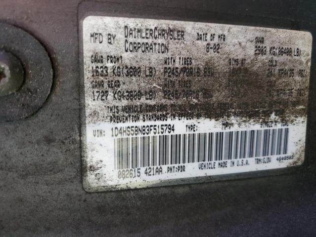 2003 DODGE DURANGO SL #3305421472