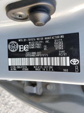 2021 TOYOTA COROLLA SE 5YFB4MBE4MP078175