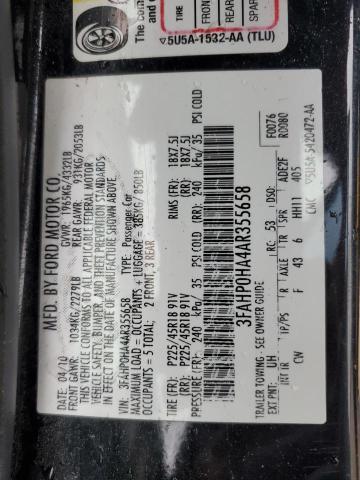 2010 FORD FUSION SE - 3FAHP0HA4AR355658
