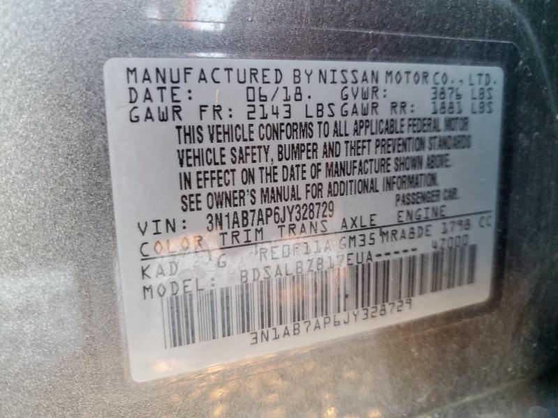 2018 NISSAN SENTRA S 3N1AB7AP6JY328729