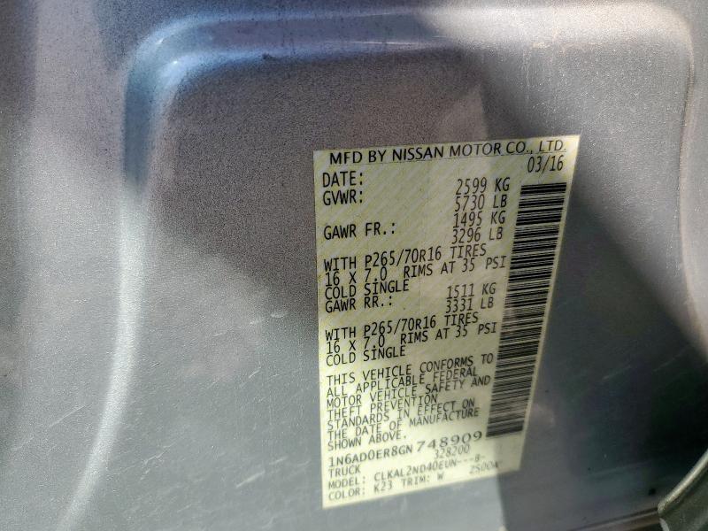 2016 NISSAN FRONTIER S - 1N6AD0ER8GN748909