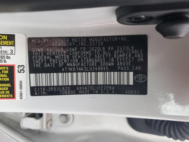 2020 TOYOTA CAMRY XSE 4T1K61AK2LU349845