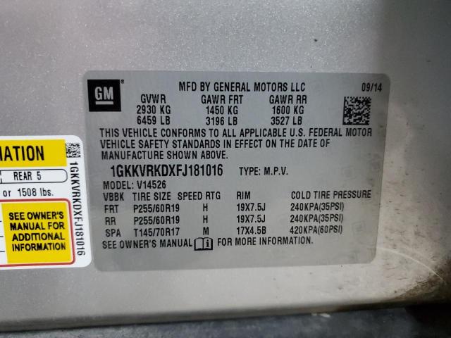 2015 GMC ACADIA SLT 1GKKVRKDXFJ181016