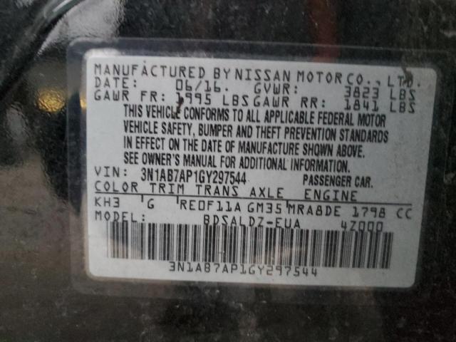 2016 NISSAN SENTRA S - 3N1AB7AP1GY297544