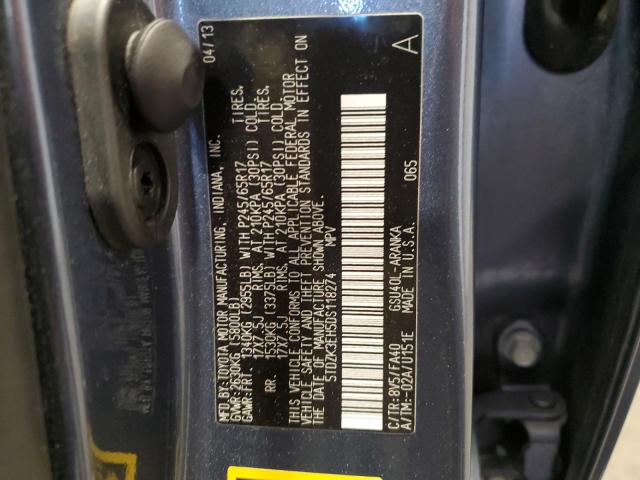 2013 TOYOTA HIGHLANDER - 5TDZK3EH5DS118274