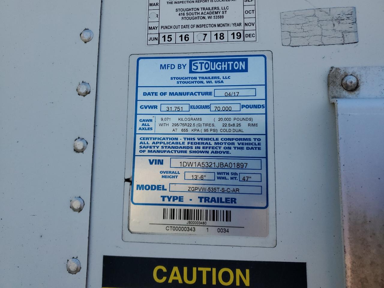 Lot #3301961415 2018 STOUGHTON TRAILER