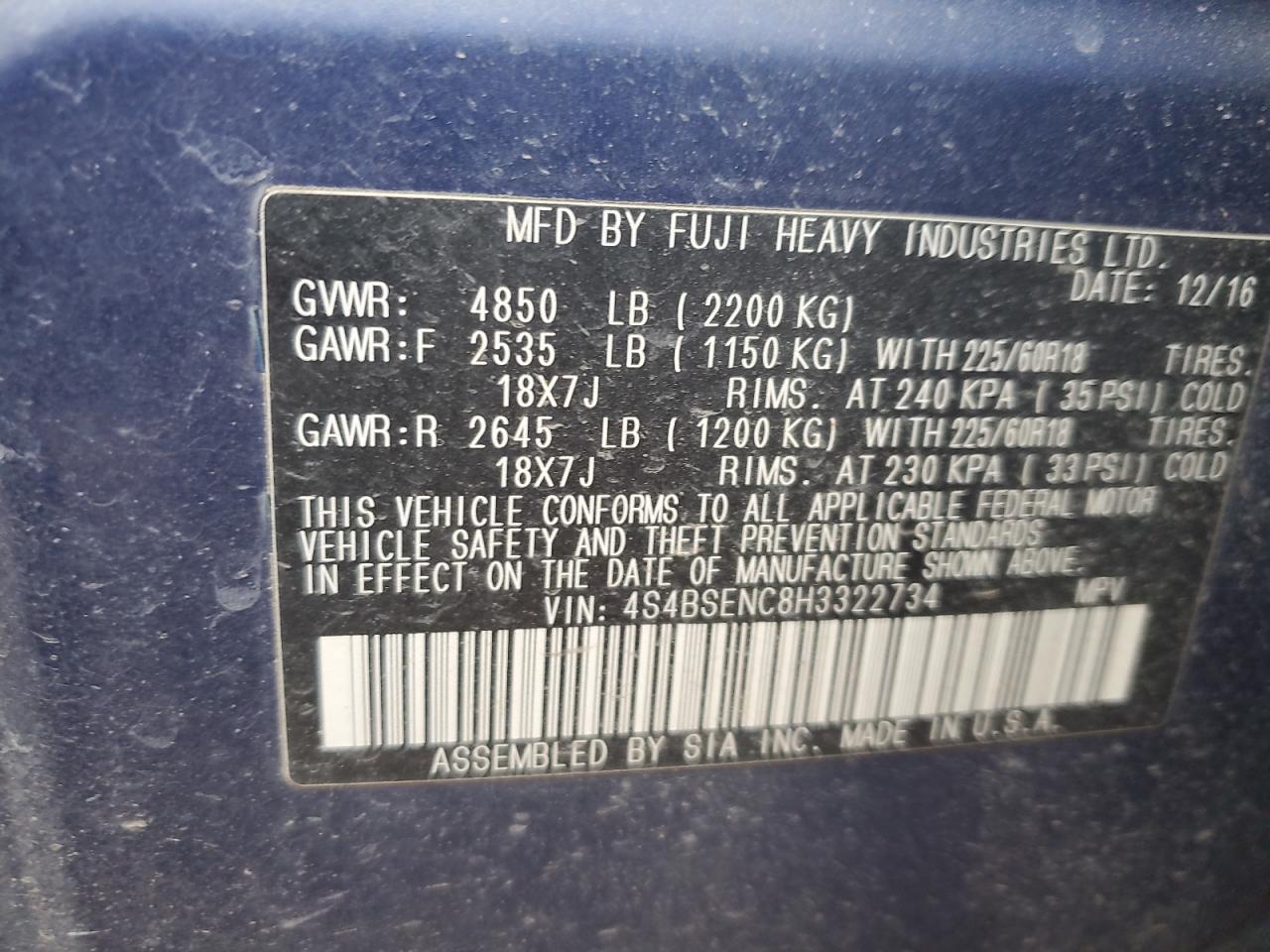 SUBARU OUTBACK 3.6R LIMITED