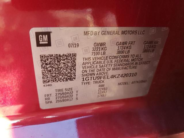2019 GMC SIERRA K15 1GTU9FEL4KZ420310