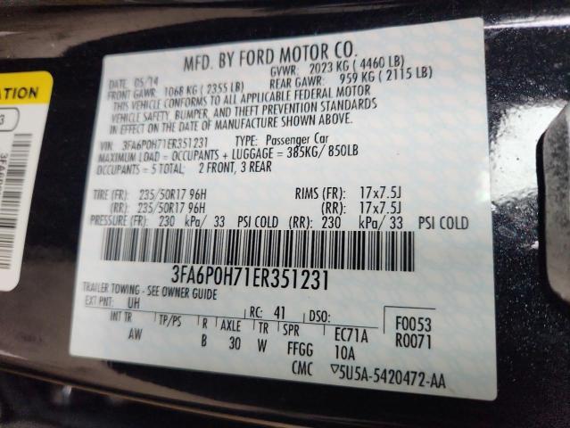 2014 FORD FUSION SE - 3FA6P0H71ER351231