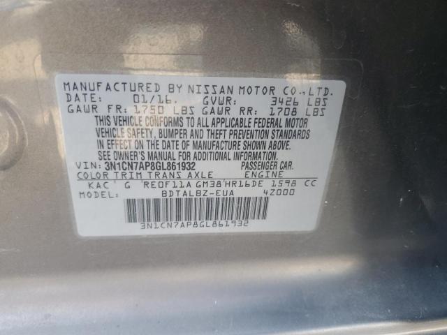 2016 NISSAN VERSA S - 3N1CN7AP8GL861932