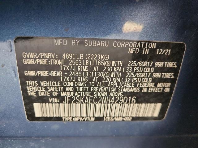 2022 SUBARU FORESTER P - JF2SKAEC2NH429016