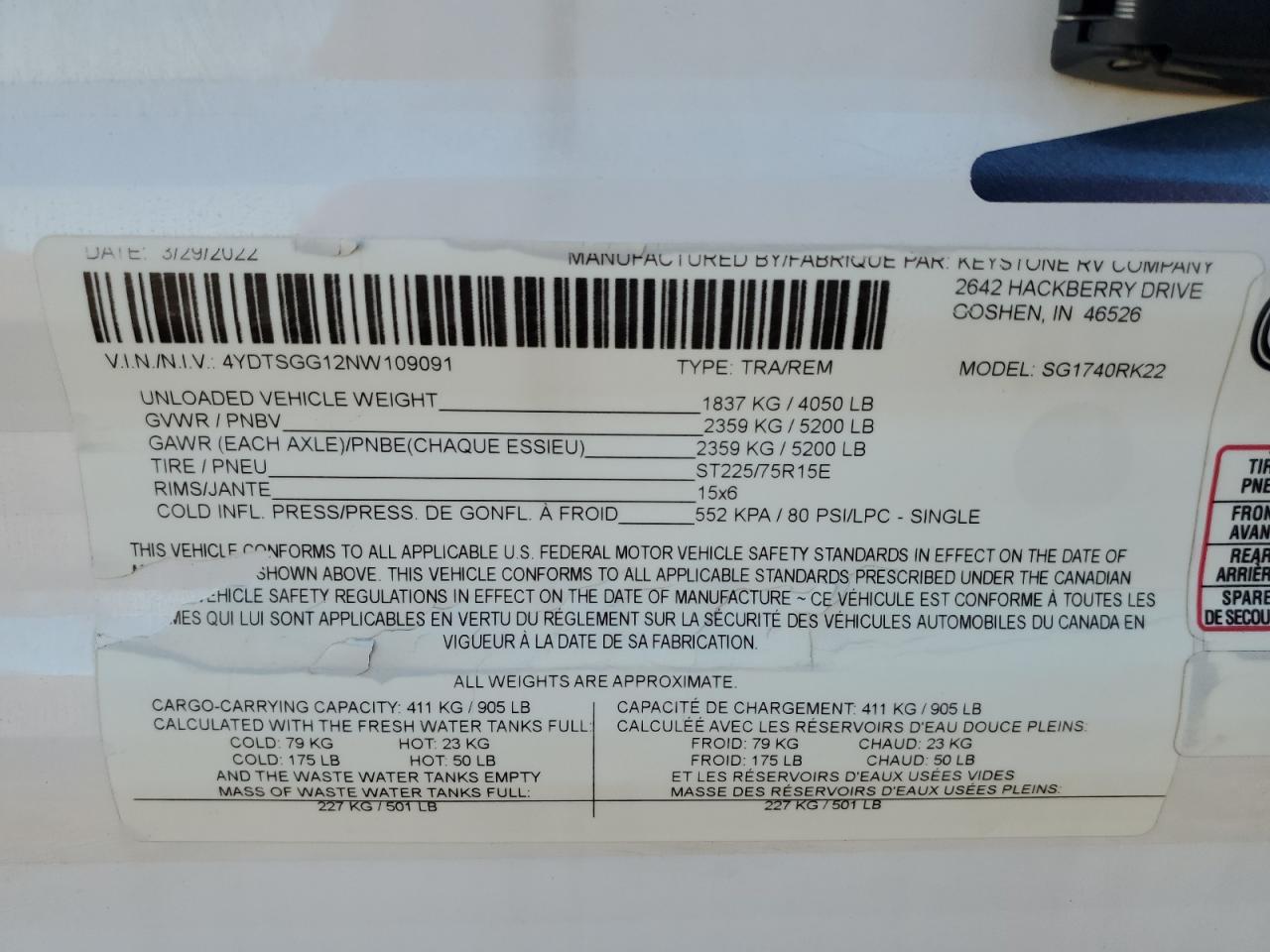 Lot #3268739443 2022 KEYSTONE SPRINGDALE