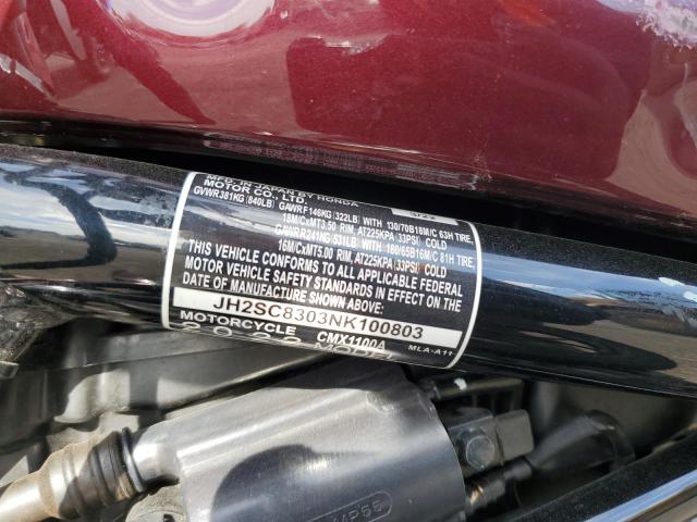 2022 HONDA CMX1100 A JH2SC8303NK100803