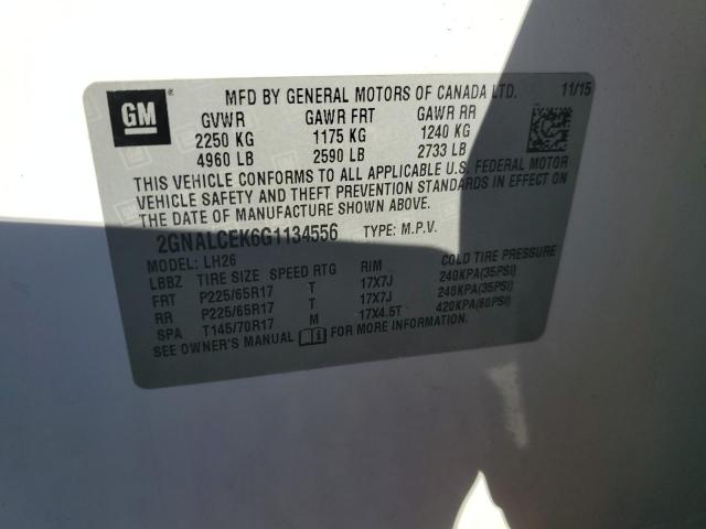 2016 CHEV EQUINOX LT - 2GNALCEK6G1134556