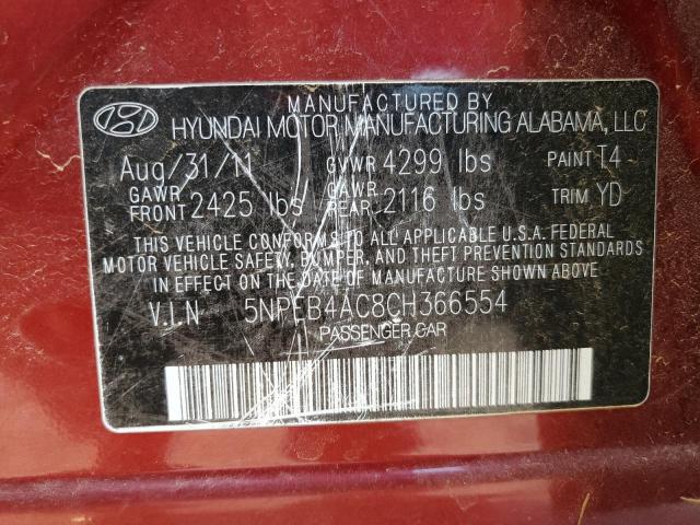 2012 HYUNDAI SONATA GLS - 5NPEB4AC8CH366554