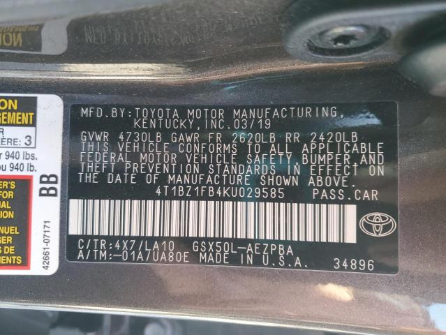 2019 TOYOTA AVALON XLE - 4T1BZ1FB4KU029585