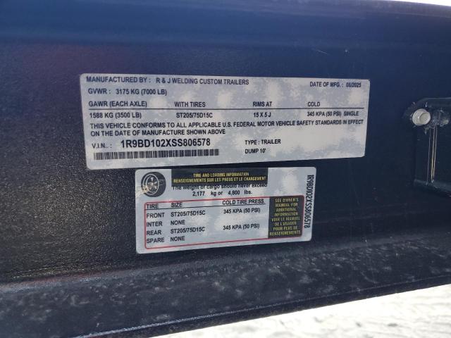 2025 RJWCT TRAILERS 10' BP DUM #3260575074
