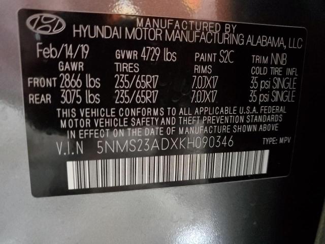 2019 HYUNDAI SANTA FE S - 5NMS23ADXKH090346