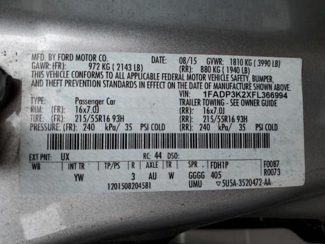 2015 FORD FOCUS SE #3296354118