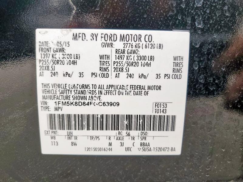 2015 FORD EXPLORER X 1FM5K8D84FGC63909