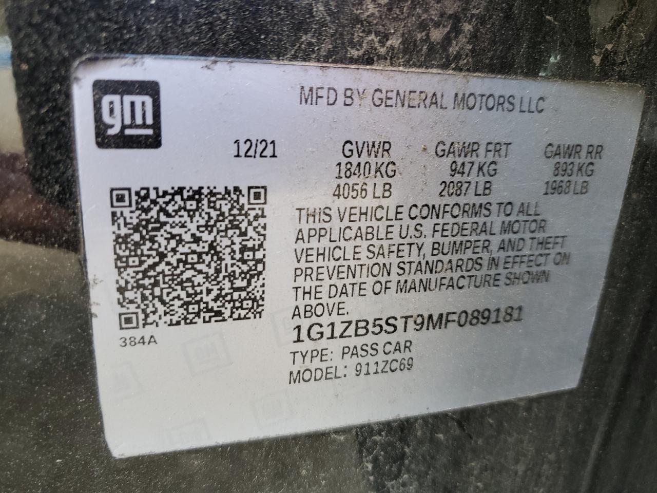 Lot #3284805527 2021 CHEVROLET MALIBU LS