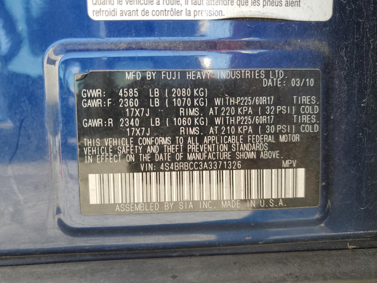 SUBARU OUTBACK 2.5I PREMIUM