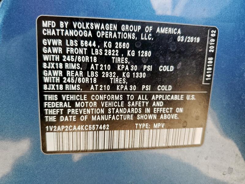 2019 VOLKSWAGEN ATLAS S 1V2AP2CA4KC557462