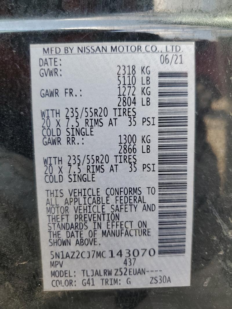2021 NISSAN MURANO SL #3286642308