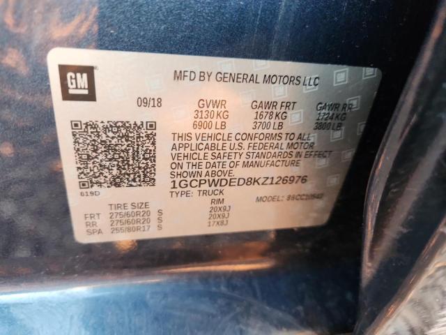 2019 CHEVROLET SILVERADO - 1GCPWDED8KZ126976