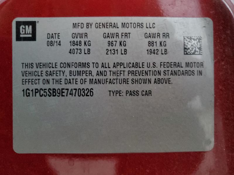 2014 CHEVROLET CRUZE LT - 1G1PC5SB9E7470326