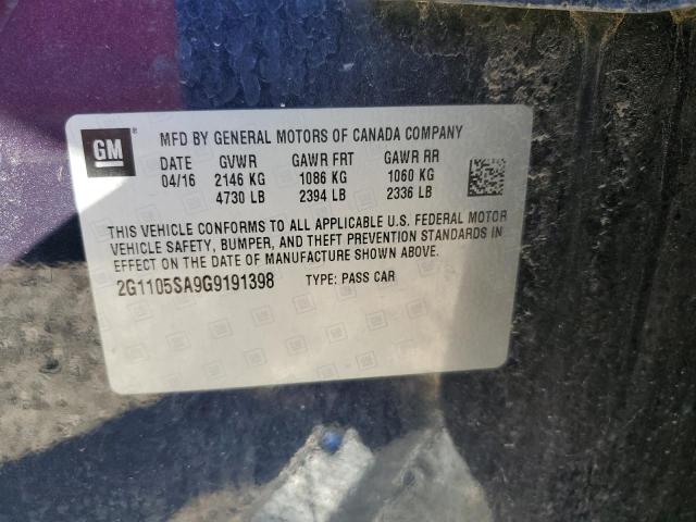 2016 CHEVROLET IMPALA LT 2G1105SA9G9191398