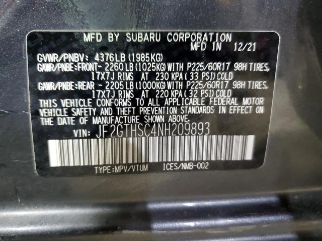 2022 SUBARU CROSSTREK - JF2GTHSC4NH209893