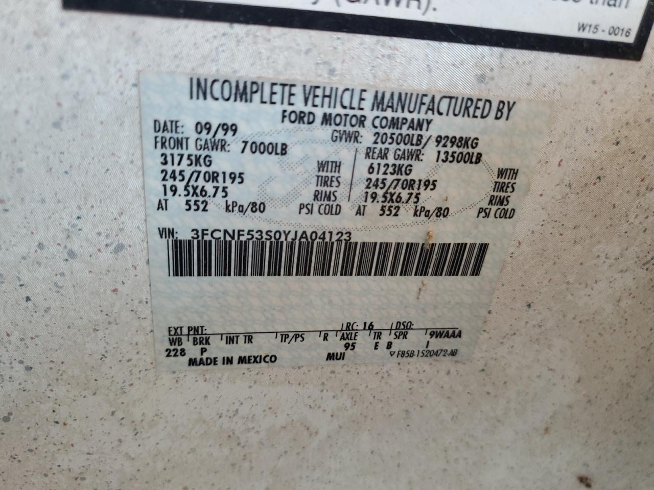 Lot #3262085586 2000 FORD F550 SUPER