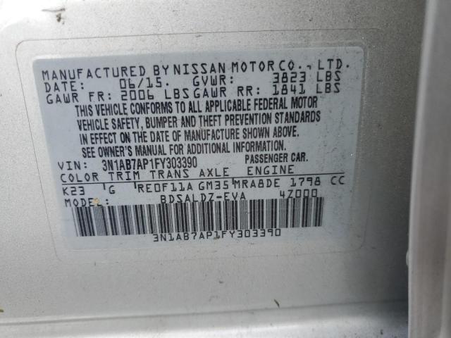 2015 NISSAN SENTRA S 3N1AB7AP1FY303390