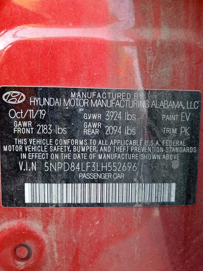 2020 HYUNDAI ELANTRA SE 5NPD84LF3LH552696