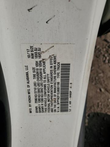 2018 HONDA RIDGELINE 5FPYK2F12JB001198