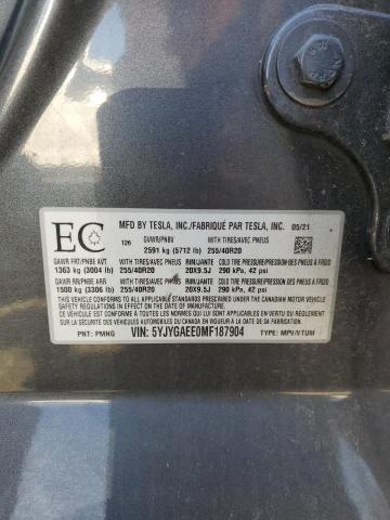 2021 TESLA MODEL Y - 5YJYGAEE0MF187904