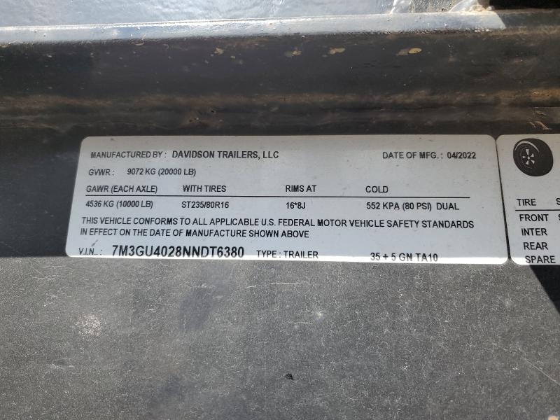 2022 DAVIDSON GOOSENECK #3317738082