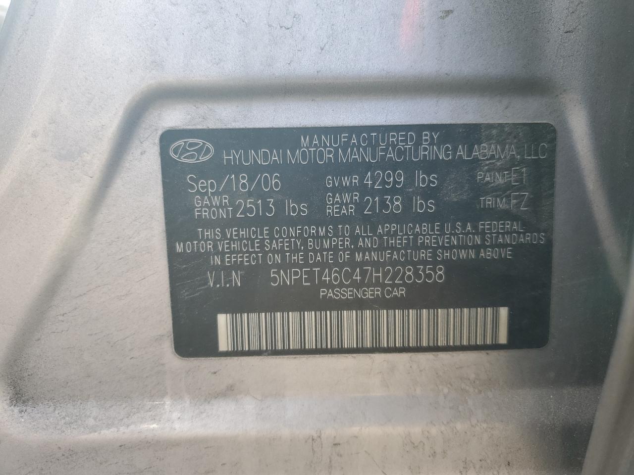 Lot #3278623927 2007 HYUNDAI SONATA GLS