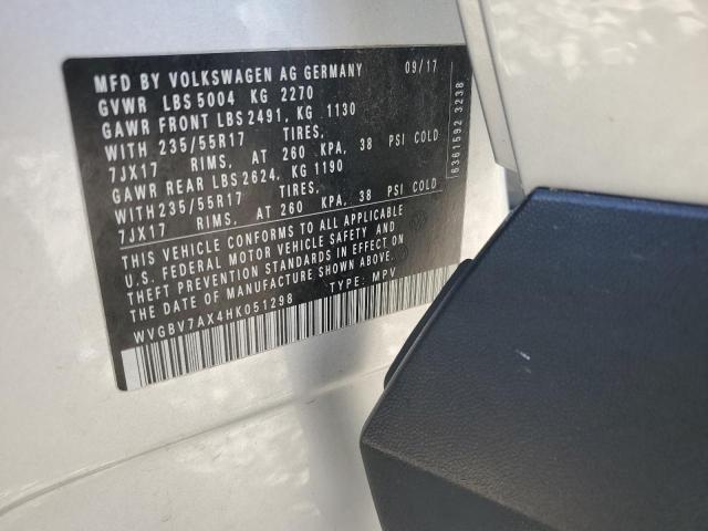 2017 VOLKSWAGEN TIGUAN S WVGBV7AX4HK051298