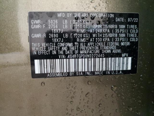 2022 SUBARU OUTBACK TO - 4S4BTGPD0N3272440