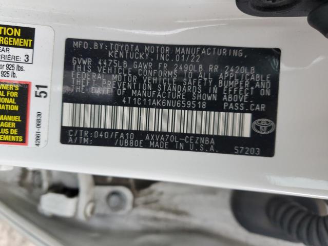 2022 TOYOTA CAMRY LE 4T1C11AK6NU659518